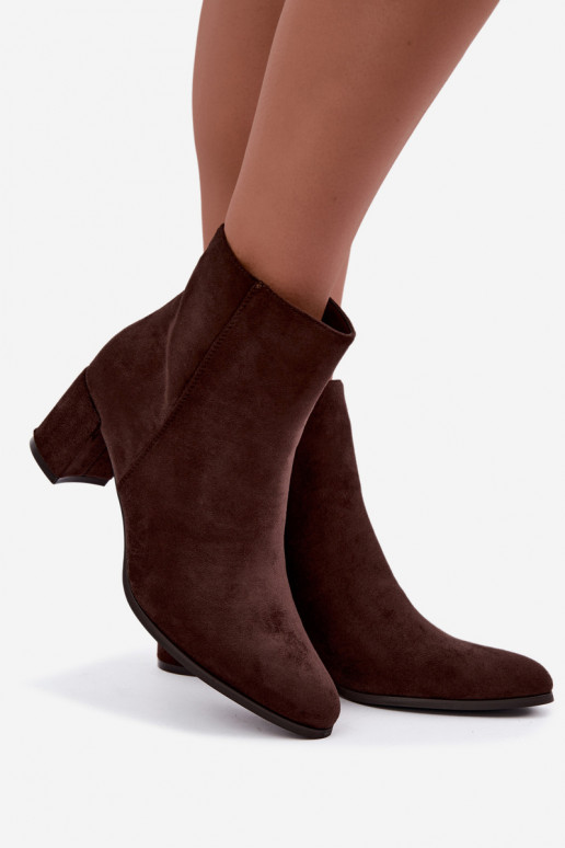 Insulated women's ankle boots with heels Brella in chocolate color