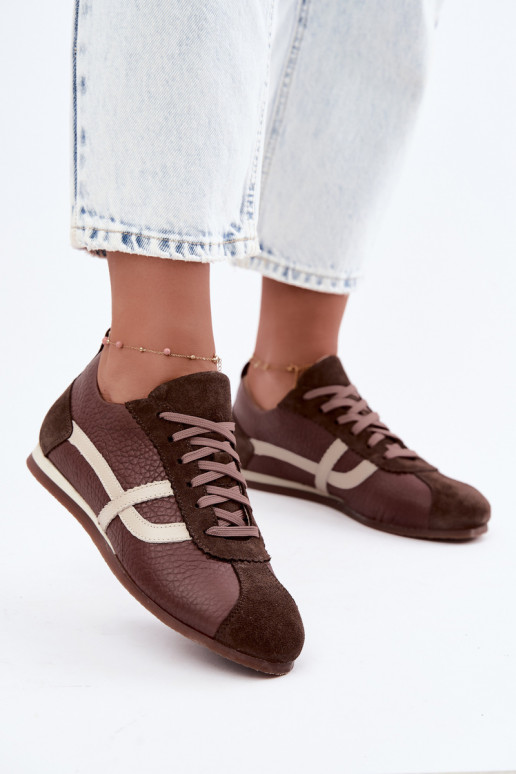 Sneakers in faux suede in chocolate color Zazoo N1402S2