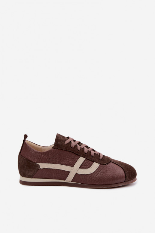 Sneakers in faux suede in chocolate color Zazoo N1402S2