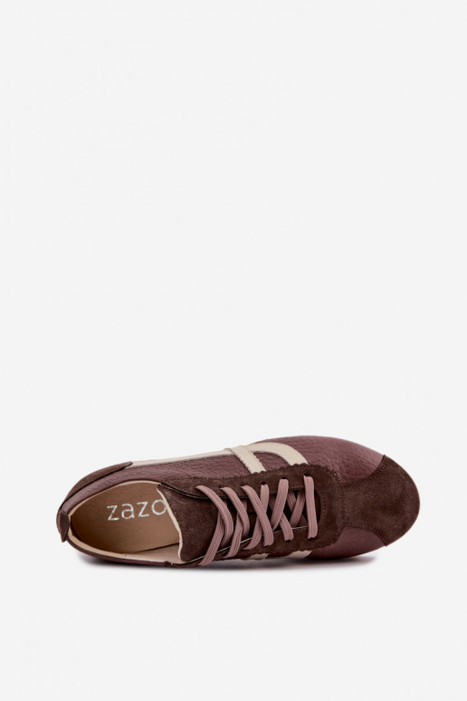 Sneakers in faux suede in chocolate color Zazoo N1402S2