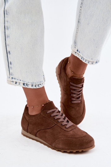 Barefoot sneakers in faux suede in brown Zazoo N1422