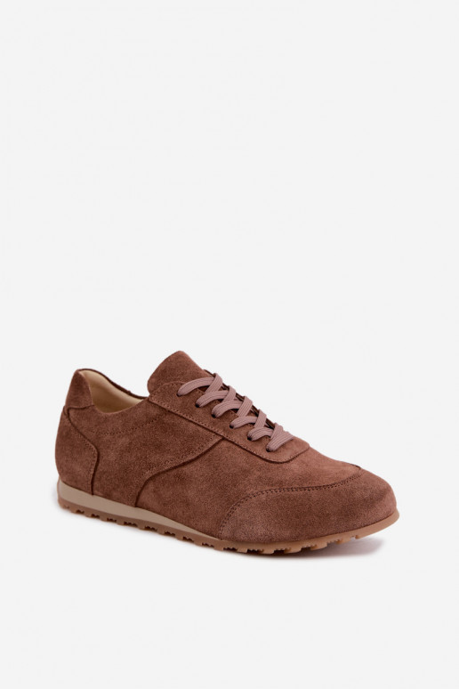Barefoot sneakers in faux suede in brown Zazoo N1422