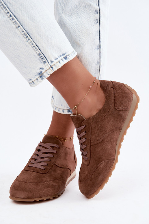 Barefoot sneakers in faux suede in brown Zazoo N1422