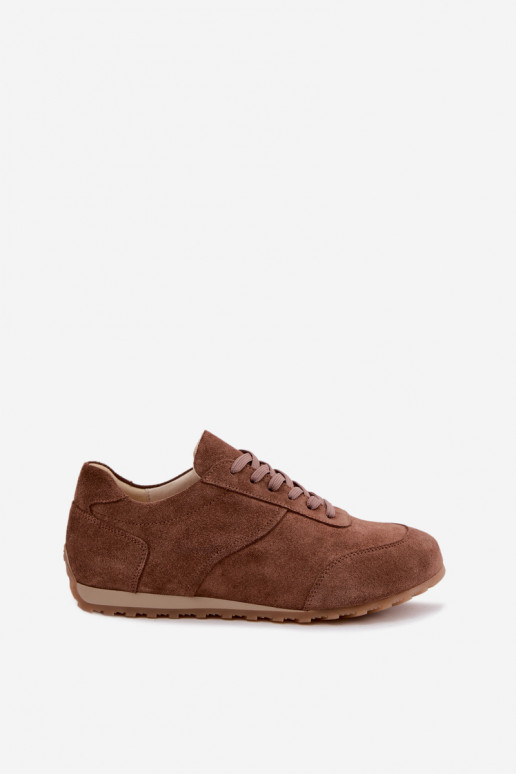 Barefoot sneakers in faux suede in brown Zazoo N1422