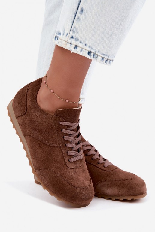 Barefoot sneakers in faux suede in brown Zazoo N1422