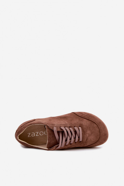 Barefoot sneakers in faux suede in brown Zazoo N1422