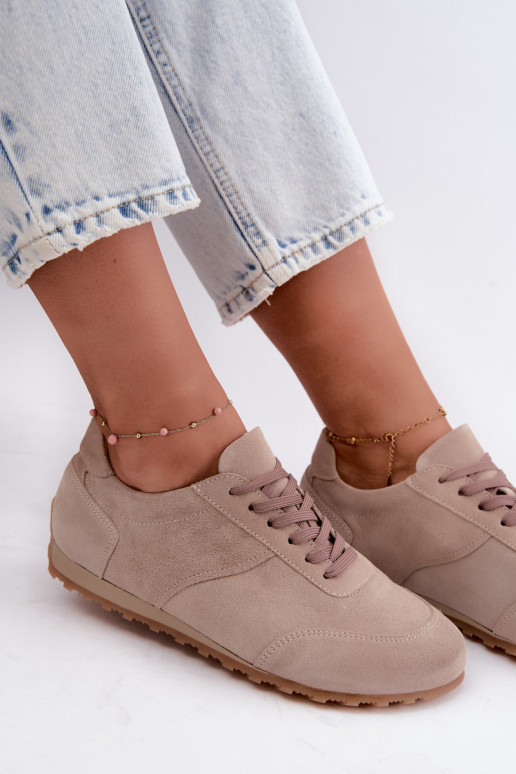 Barefoot sneakers in faux suede in sand color Zazoo N1422