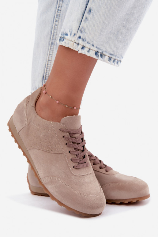 Barefoot sneakers in faux suede in sand color Zazoo N1422