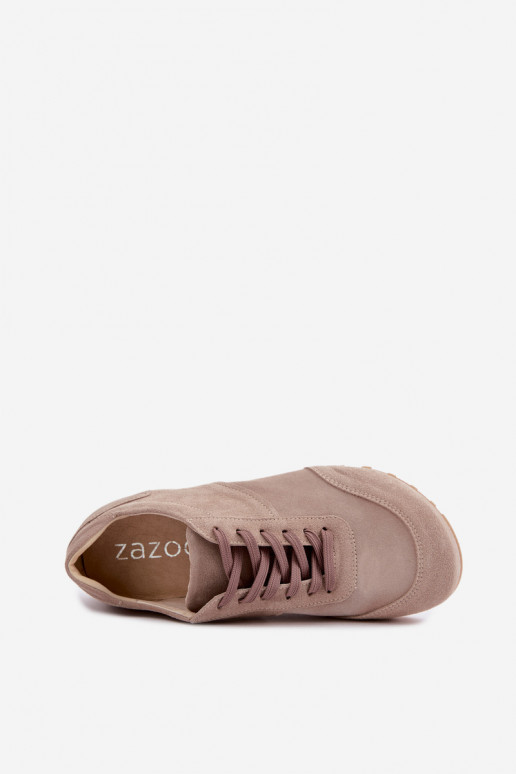 Barefoot sneakers in faux suede in sand color Zazoo N1422