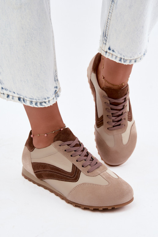 Barefoot sneakers in faux suede in sand color Zazoo N1400
