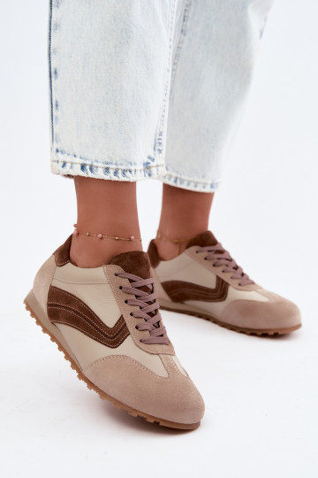 Women's Leather Suede Barefoot Sneakers Zazoo N1400 Beige 2