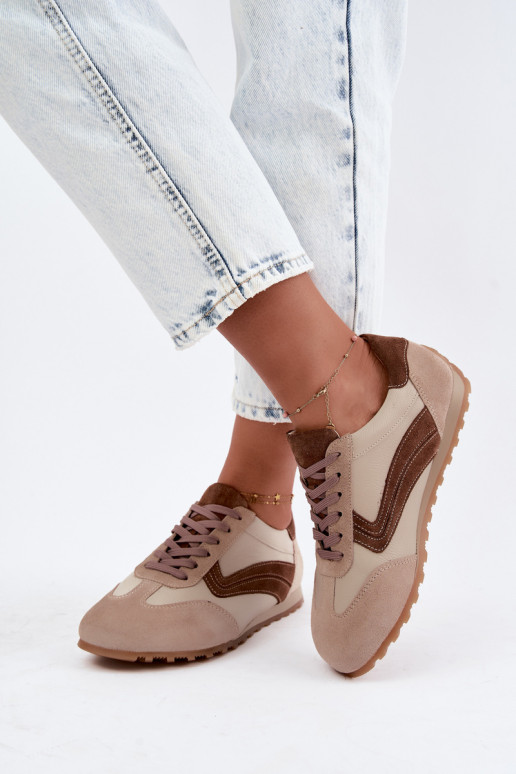 Barefoot sneakers in faux suede in sand color Zazoo N1400