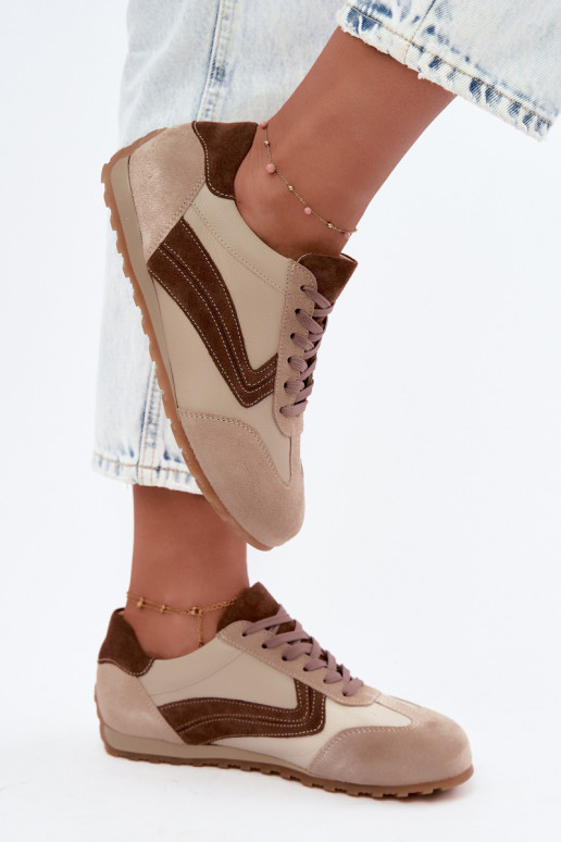 Barefoot sneakers in faux suede in sand color Zazoo N1400