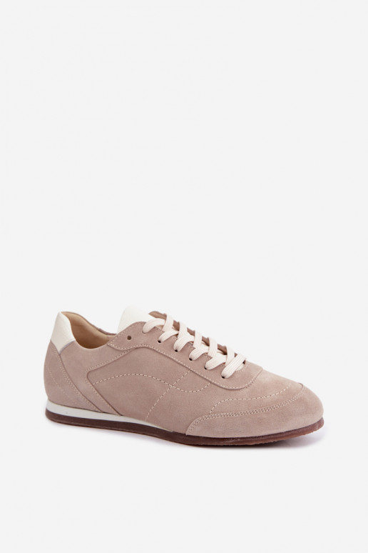 Sneakery Barefoot z haftem w piaskowym kolorze Zazoo N1414