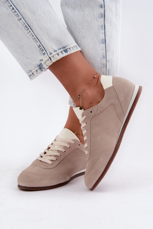 Barefoot sneakers with embroidery in sand color Zazoo N1414