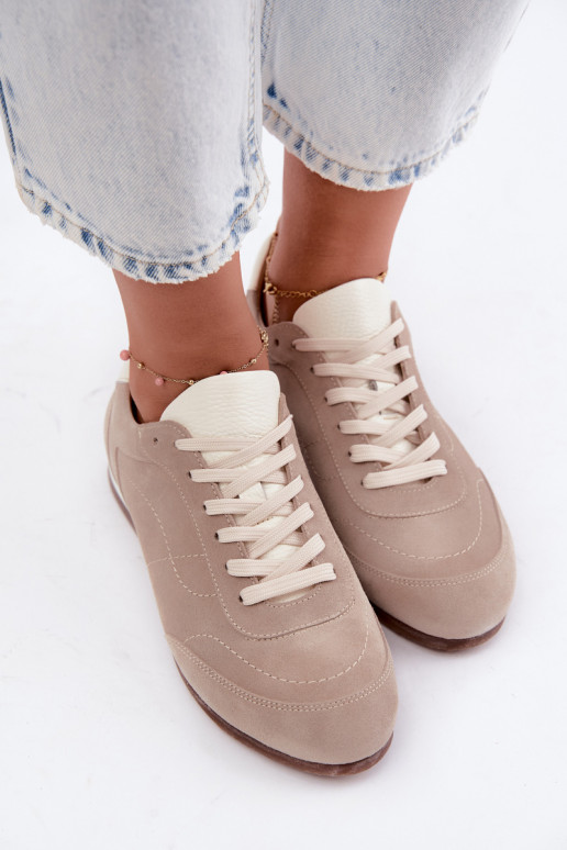 Barefoot sneakers with embroidery in sand color Zazoo N1414