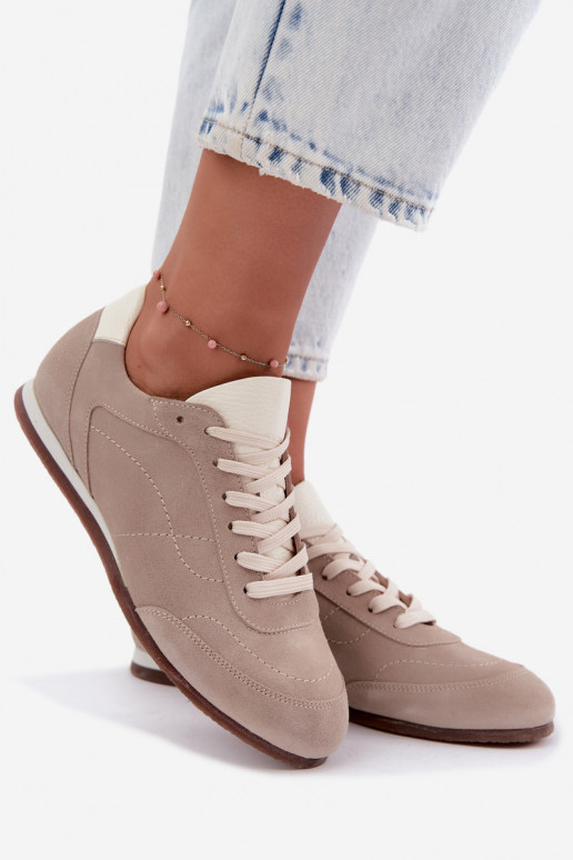 Barefoot sneakers with embroidery in sand color Zazoo N1414