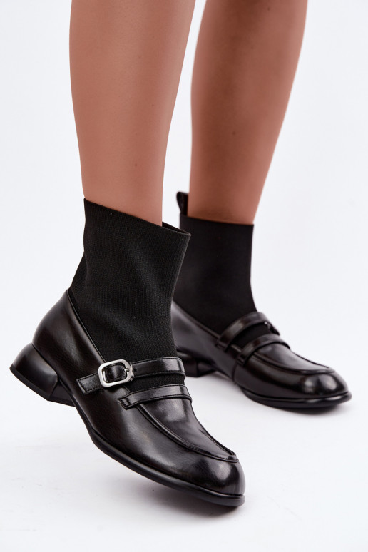Ankle boots with a sock-like shaft in black