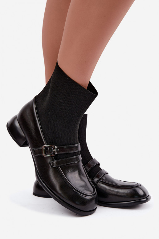 Ankle boots with a sock-like shaft in black
