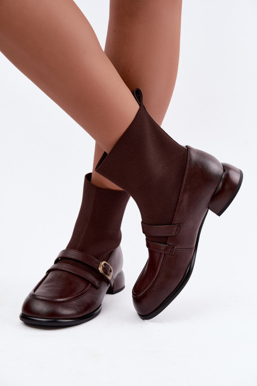 Ankle boots with a sock-like shaft in brown