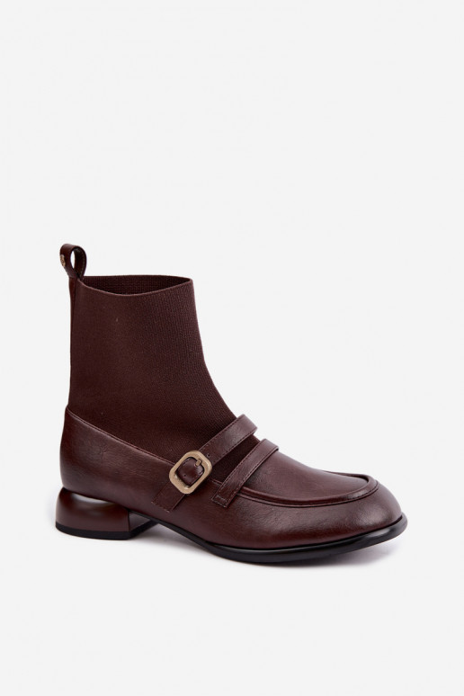 Ankle boots with a sock-like shaft in brown