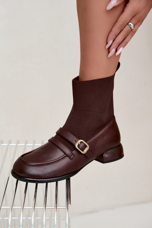 Ankle boots with a sock-like shaft in brown