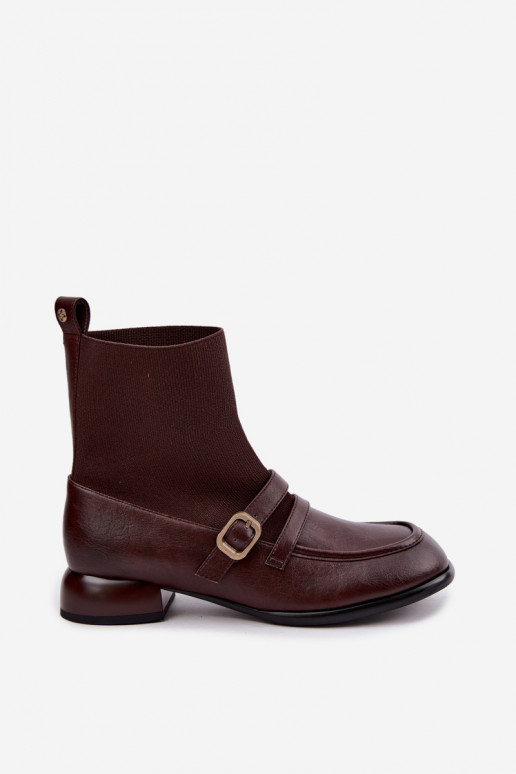 Ankle boots with a sock-like shaft in brown