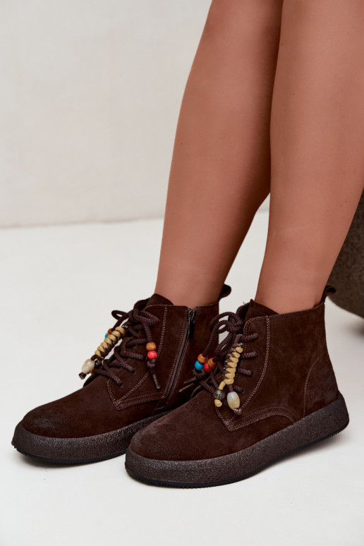 Faux suede insulated boots Artiker in chocolate