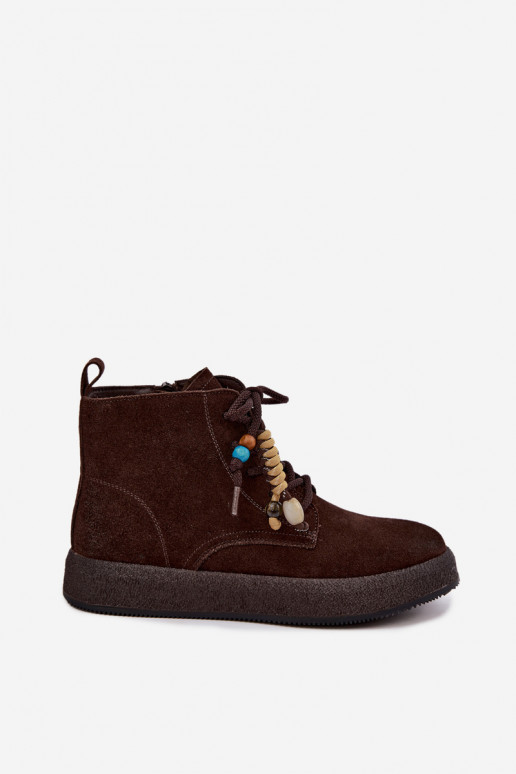 Faux suede insulated boots Artiker in chocolate