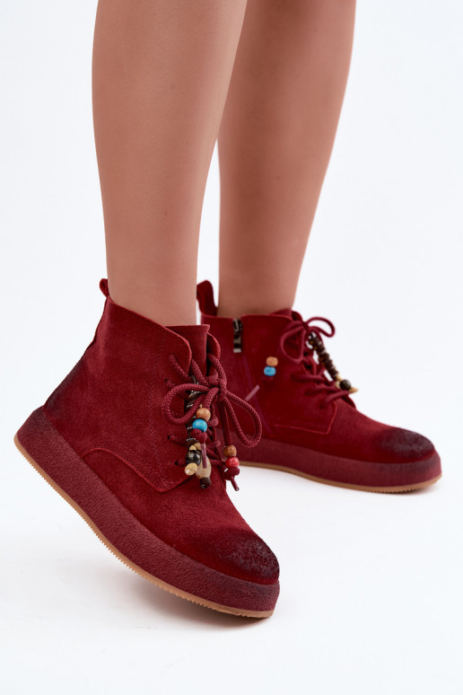 Faux suede insulated boots Artiker in burgundy