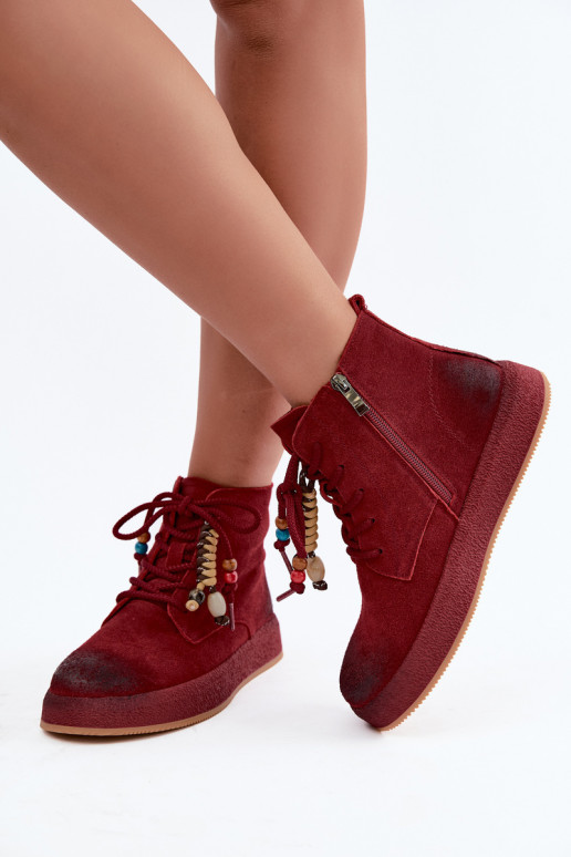 Faux suede insulated boots Artiker in burgundy