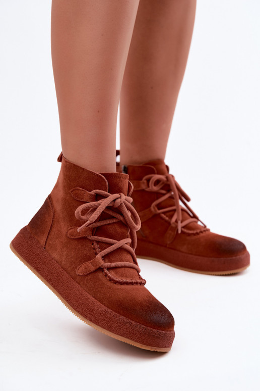Insulated ankle boots from faux suede Artiker in redhead
