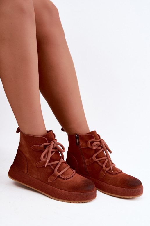 Insulated ankle boots from faux suede Artiker in redhead