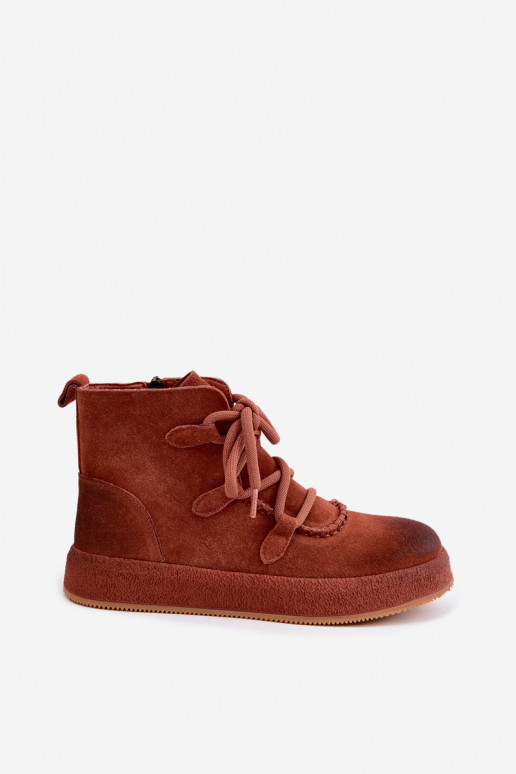 Insulated ankle boots from faux suede Artiker in redhead