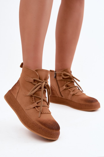Insulated ankle boots from faux suede Artiker in brown 2
