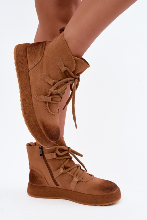 Pašiltinti aulinukai iš dirbtinės zomšos Artiker rudos spalvos