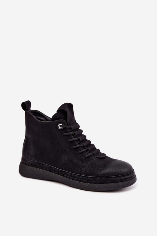 Insulated ankle boots from faux leather Artiker in black