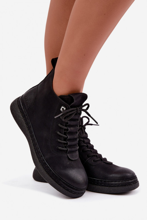 Insulated ankle boots from faux leather Artiker in black