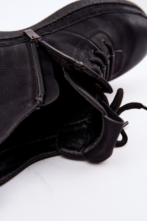 Insulated ankle boots from faux leather Artiker in black
