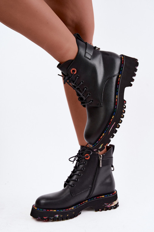 Faux leather work ankle boots Artiker in black