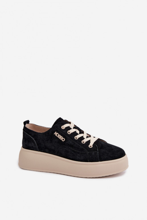 Faux suede sneakers with platform Kobbo in black