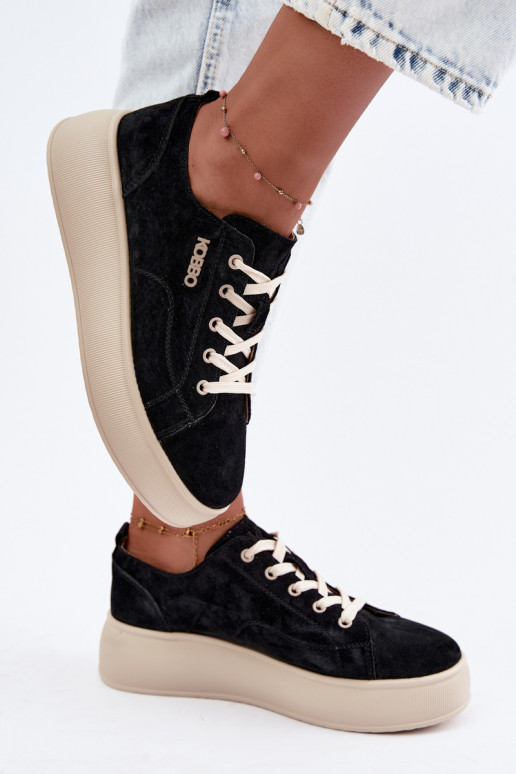 Faux suede sneakers with platform Kobbo in black