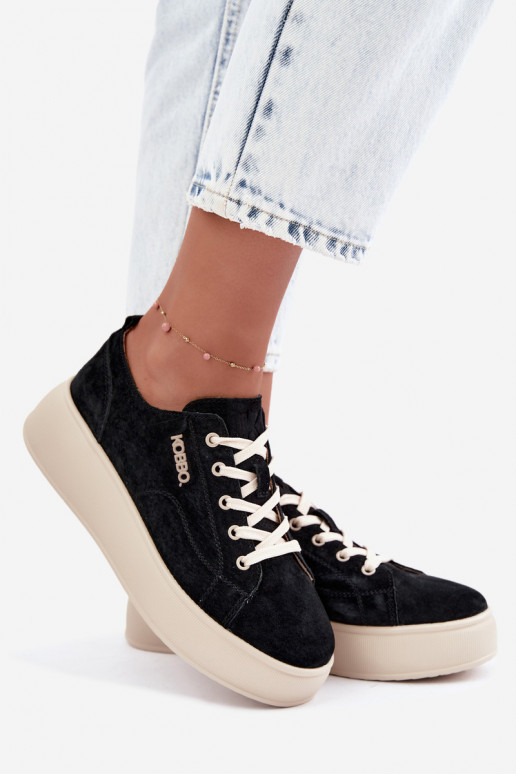 Faux suede sneakers with platform Kobbo in black