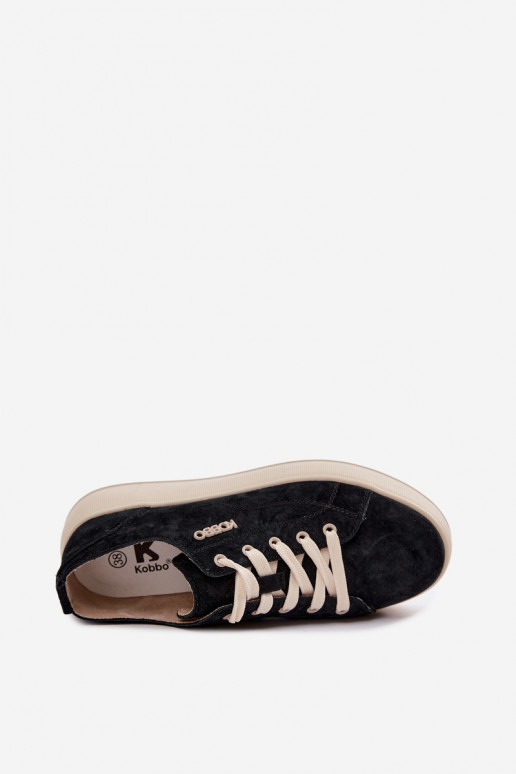 Faux suede sneakers with platform Kobbo in black