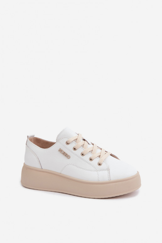 Faux leather sneakers with platform Kobbo in white