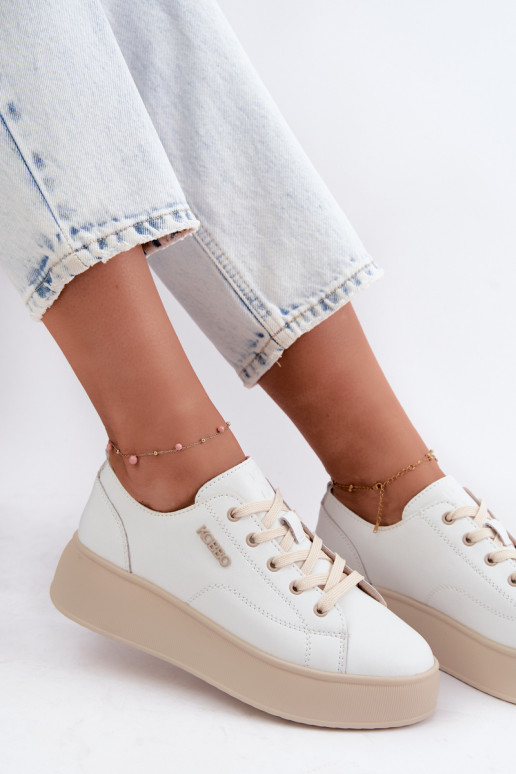 Faux leather sneakers with platform Kobbo in white