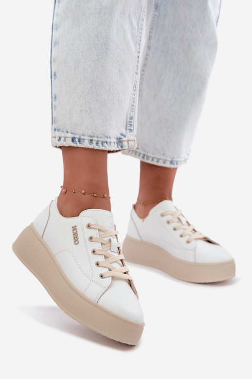 Faux leather sneakers with platform Kobbo in white
