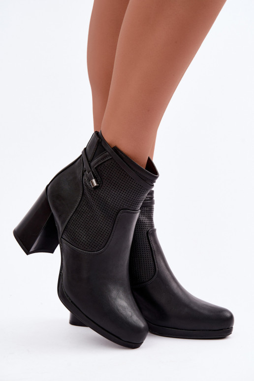 Insulated ankle boots with heels in black
