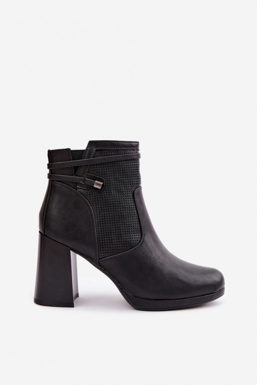 Insulated ankle boots with heels in black