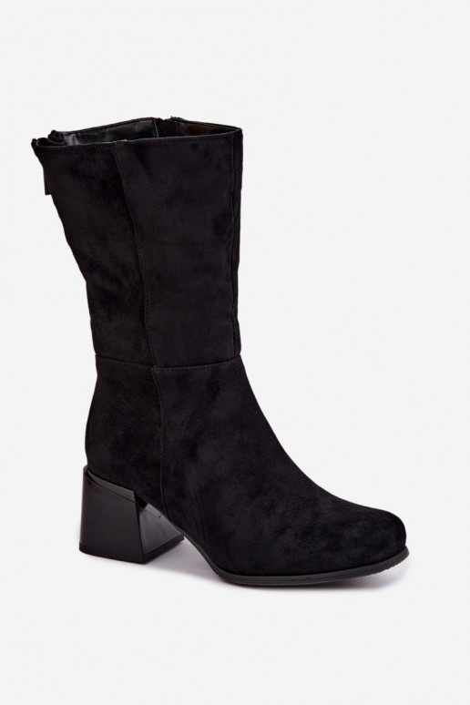 Insulated long boots from faux suede Klocke in black